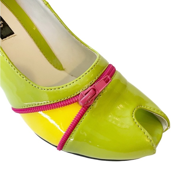 Vintage Y2K Splash Neon Zipper Peep Toe Heels Size 6.5 - Picture 8 of 14